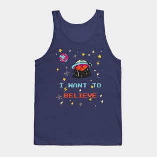 I Want To Believe Blue UFO Doodle Tank Top